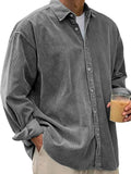 Angel | Men's Oversized Corduroy Shirt, Long-Sleeve Casual Shirt | Animated Apparel