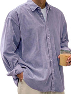 Angel | Men's Oversized Corduroy Shirt, Long-Sleeve Casual Shirt | Animated Apparel