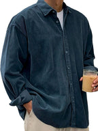 Angel | Men's Oversized Corduroy Shirt, Long-Sleeve Casual Shirt | Animated Apparel
