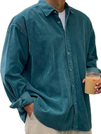 Angel | Men's Oversized Corduroy Shirt, Long-Sleeve Casual Shirt | Animated Apparel