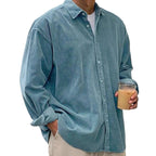 Angel | Men's Oversized Corduroy Shirt, Long-Sleeve Casual Shirt | Animated Apparel