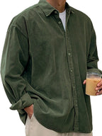 Angel | Men's Oversized Corduroy Shirt, Long-Sleeve Casual Shirt | Animated Apparel