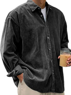 Angel | Men's Oversized Corduroy Shirt, Long-Sleeve Casual Shirt | Animated Apparel