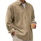 Angel | Men's Oversized Corduroy Shirt, Long-Sleeve Casual Shirt | Animated Apparel