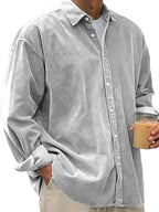 Angel | Men's Oversized Corduroy Shirt, Long-Sleeve Casual Shirt | Animated Apparel