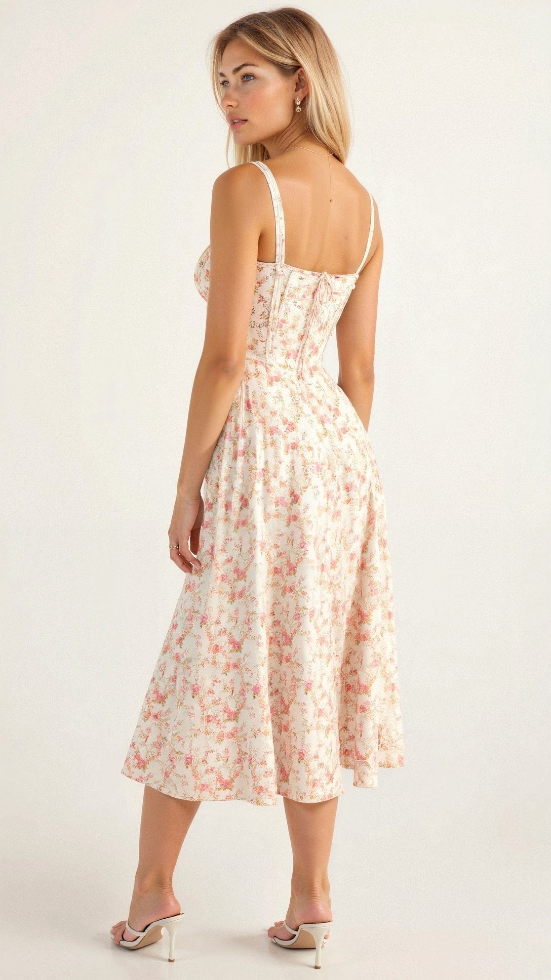 Anika | Women's Bustier Midi Dress - Red