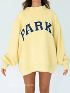 Annabelle | Women's Oversized Varsity Sweatshirt, Chenille Lettering Crewneck Jumper | Animated Apparel
