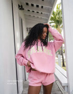 Annabelle | Women's Oversized Varsity Sweatshirt, Chenille Lettering Crewneck Jumper | Animated Apparel