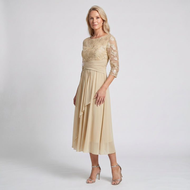 Annalise | Women's Floral Lace Chiffon Midi Dress - image 3