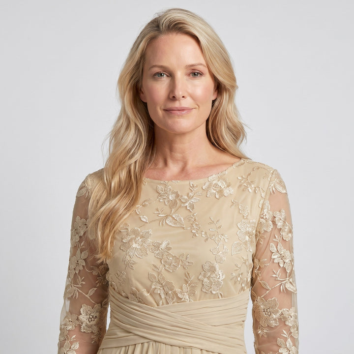 Annalise | Women's Floral Lace Chiffon Midi Dress - image 4