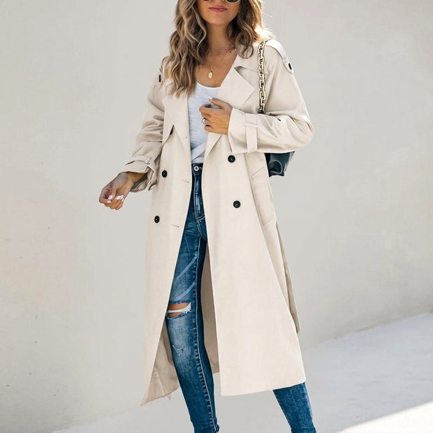 Anouk | Women's Long Trench Coat, Classic Double-Breasted Coat | Animated Apparel