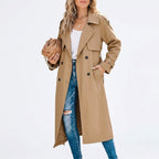 Anouk | Women's Long Trench Coat, Classic Double-Breasted Coat | Animated Apparel
