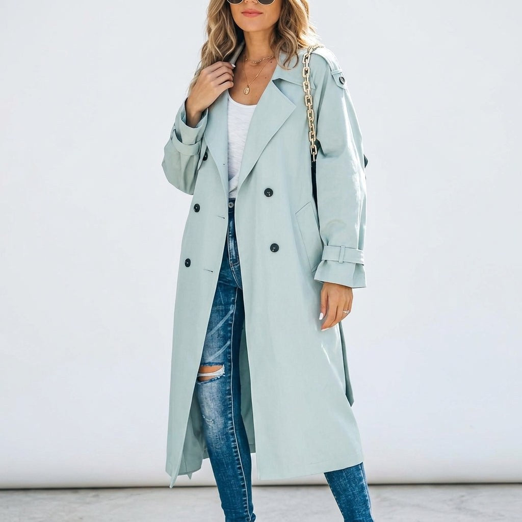Anouk | Women's Long Trench Coat, Classic Double-Breasted Coat | Animated Apparel