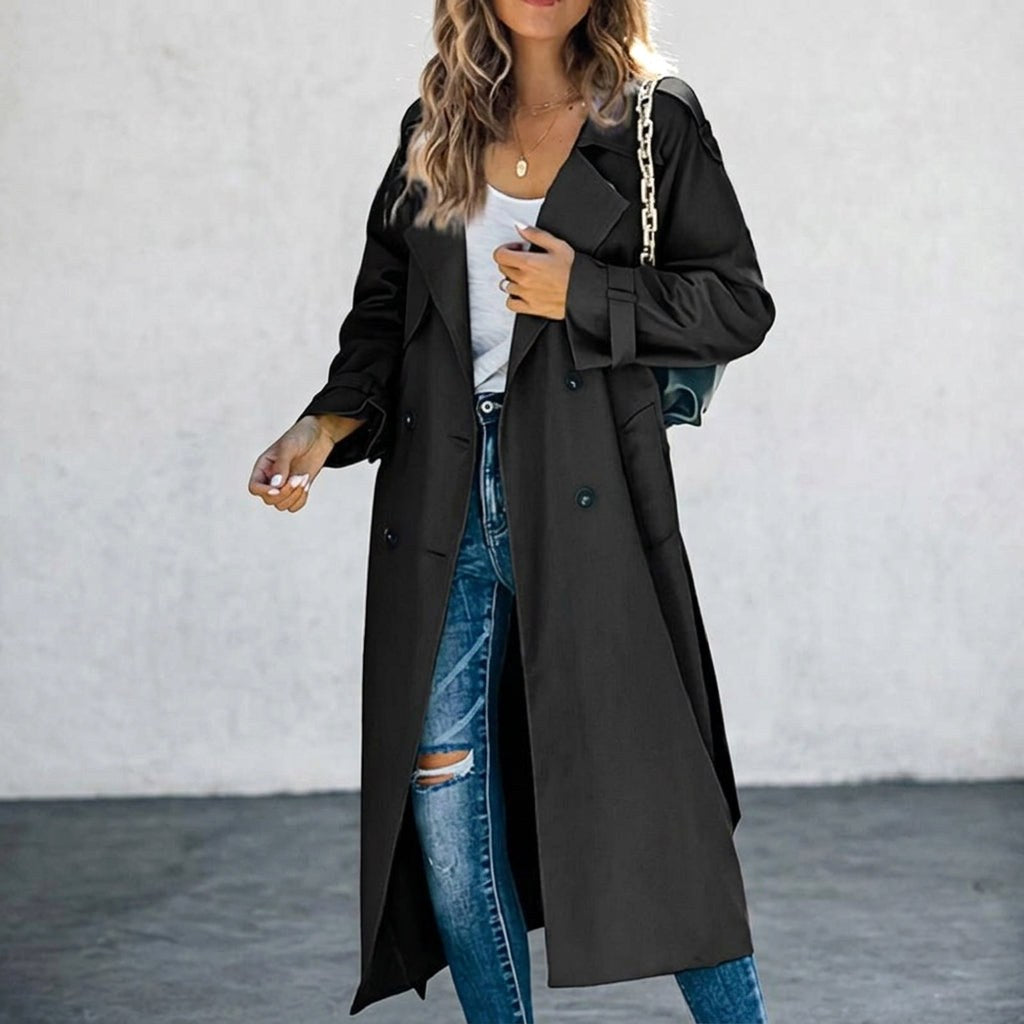 Anouk | Women's Long Trench Coat, Classic Double-Breasted Coat | Animated Apparel