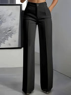 Antonina | Women's High-Waisted Wide-Leg Trousers, Smart Tailored Trousers | Animated Apparel