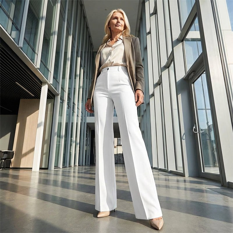 Antonina | Women's High-Waisted Wide-Leg Trousers, Smart Tailored Trousers | Animated Apparel