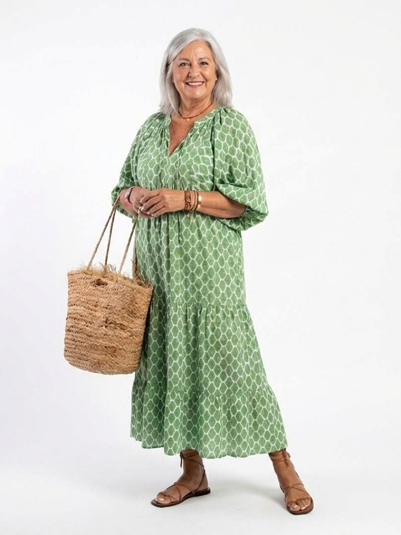 Apolline | Women's V-Neck Three Quarter Sleeve Midi Dress - image 3