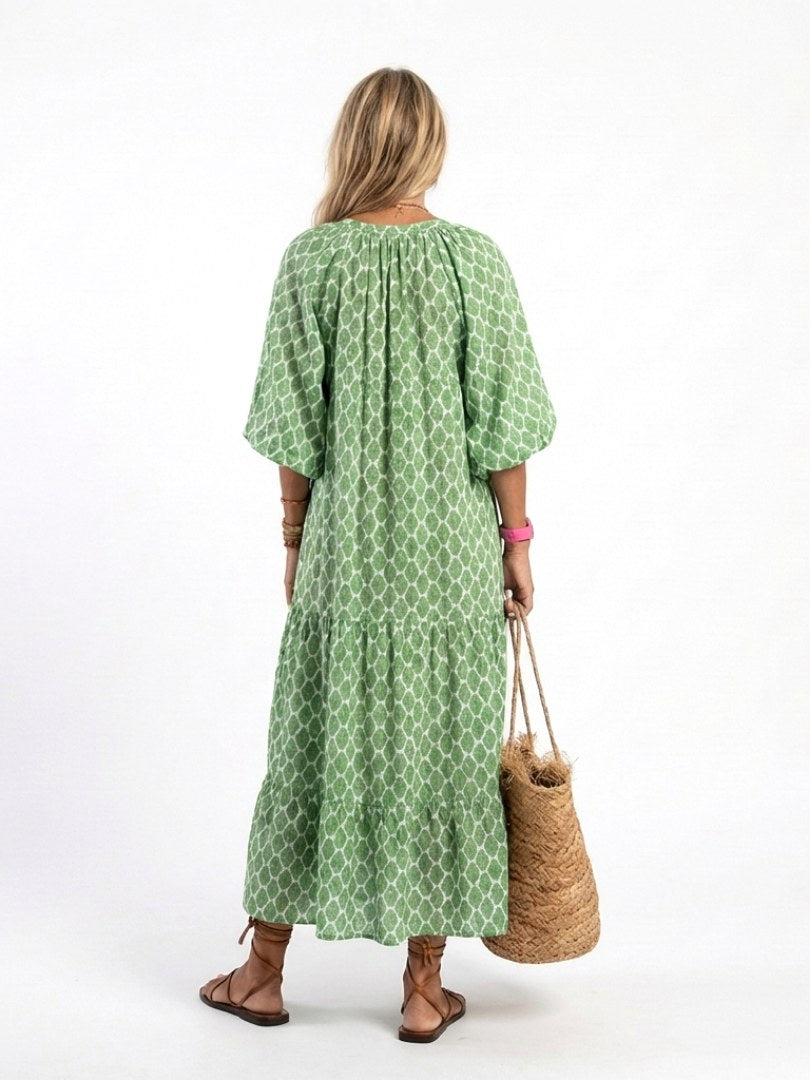 Apolline | Women's V-Neck Three Quarter Sleeve Midi Dress - image 4