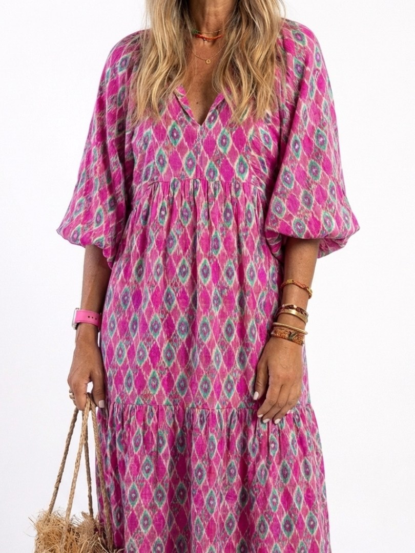 Apolline | Women's V-Neck Three Quarter Sleeve Midi Dress - image 7