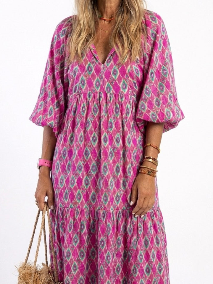 Apolline | Women's V-Neck Three Quarter Sleeve Midi Dress - image 7