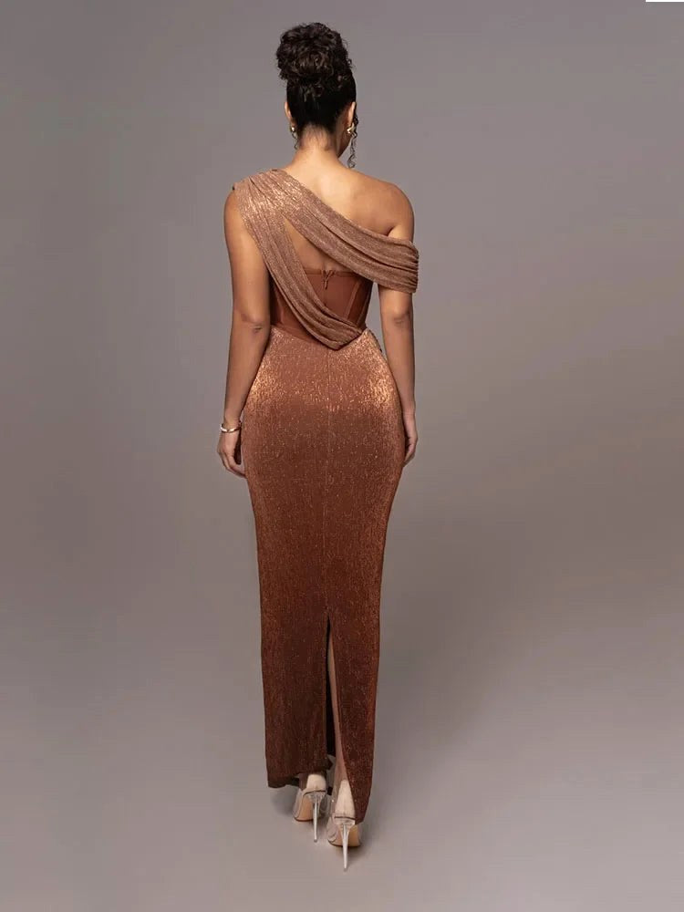 Arabella | Women's Asymmetrical One-Shoulder Statement Dress - Green