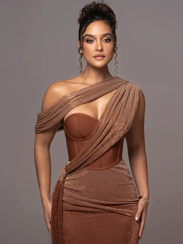 Arabella | Women's Asymmetrical One-Shoulder Statement Dress - image 3