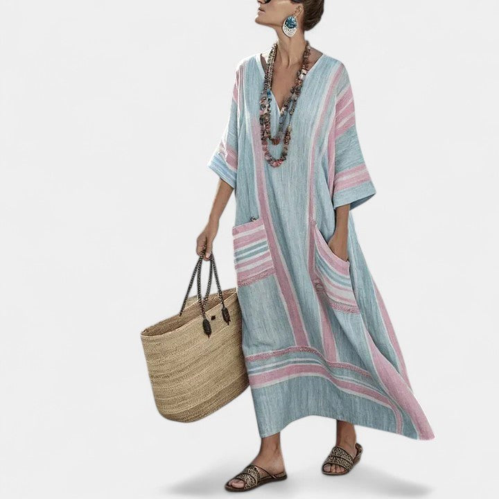 Arabella | Women's Bohemian V-Neck Maxi Dress - A1