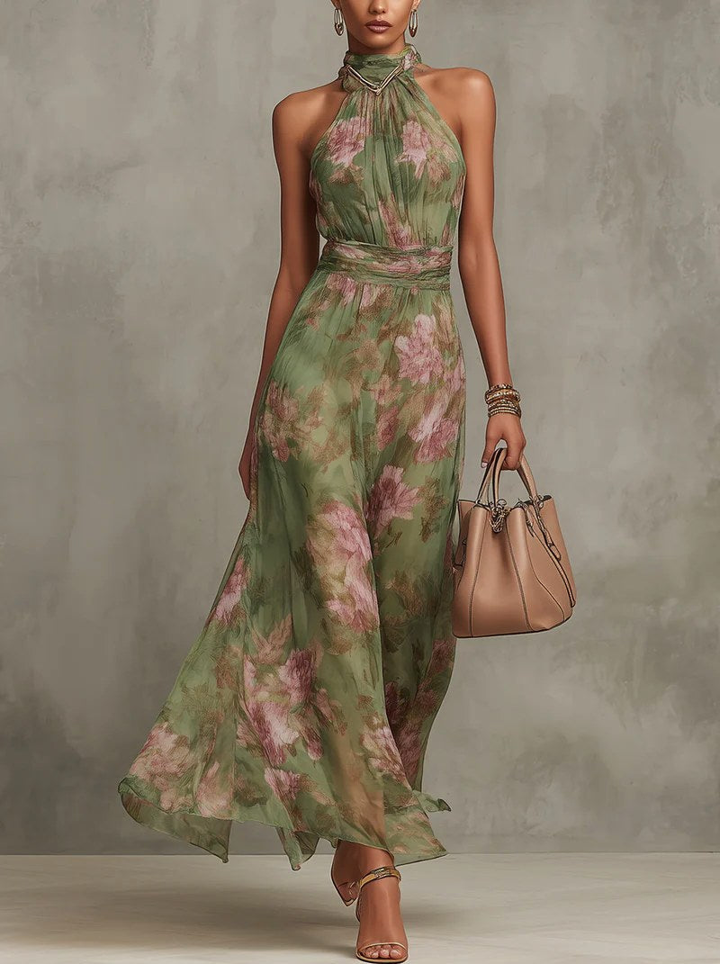 Arabella | Women's Floral Maxi Halter Dress - image 2
