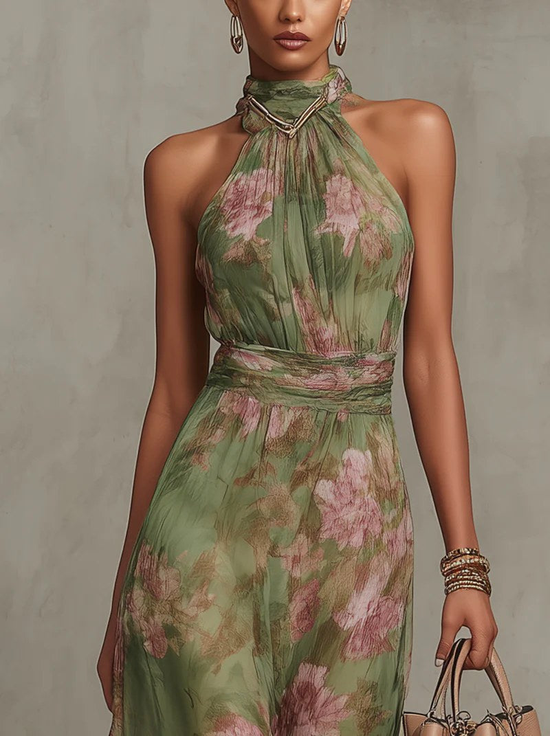 Arabella | Women's Floral Maxi Halter Dress - image 4