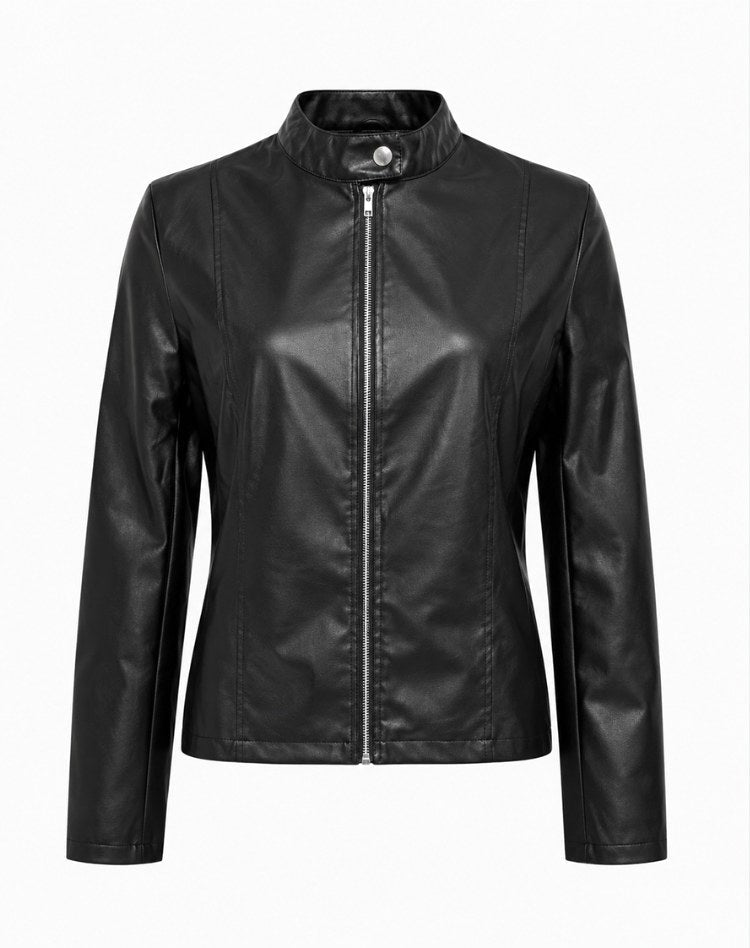 Arabella | Women's Tailored Leather Jacket with Zip Fastening, Classic Leather Jacket | Animated Apparel