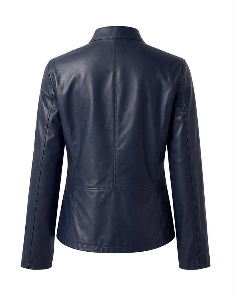 Arabella | Women's Tailored Leather Jacket with Zip Fastening, Classic Leather Jacket | Animated Apparel