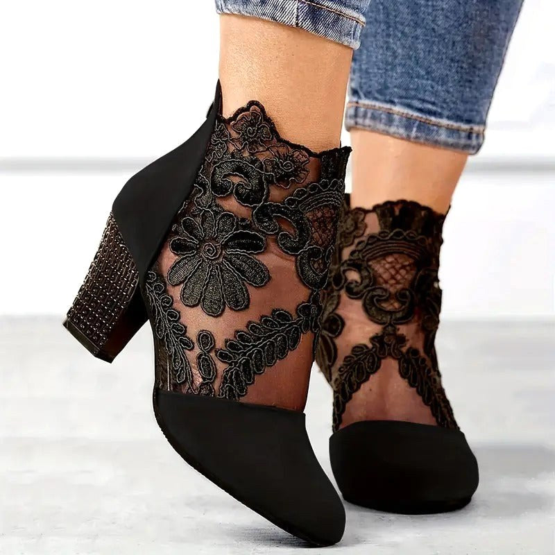 Arabella | Women's White Floral Lace Heels - image 3