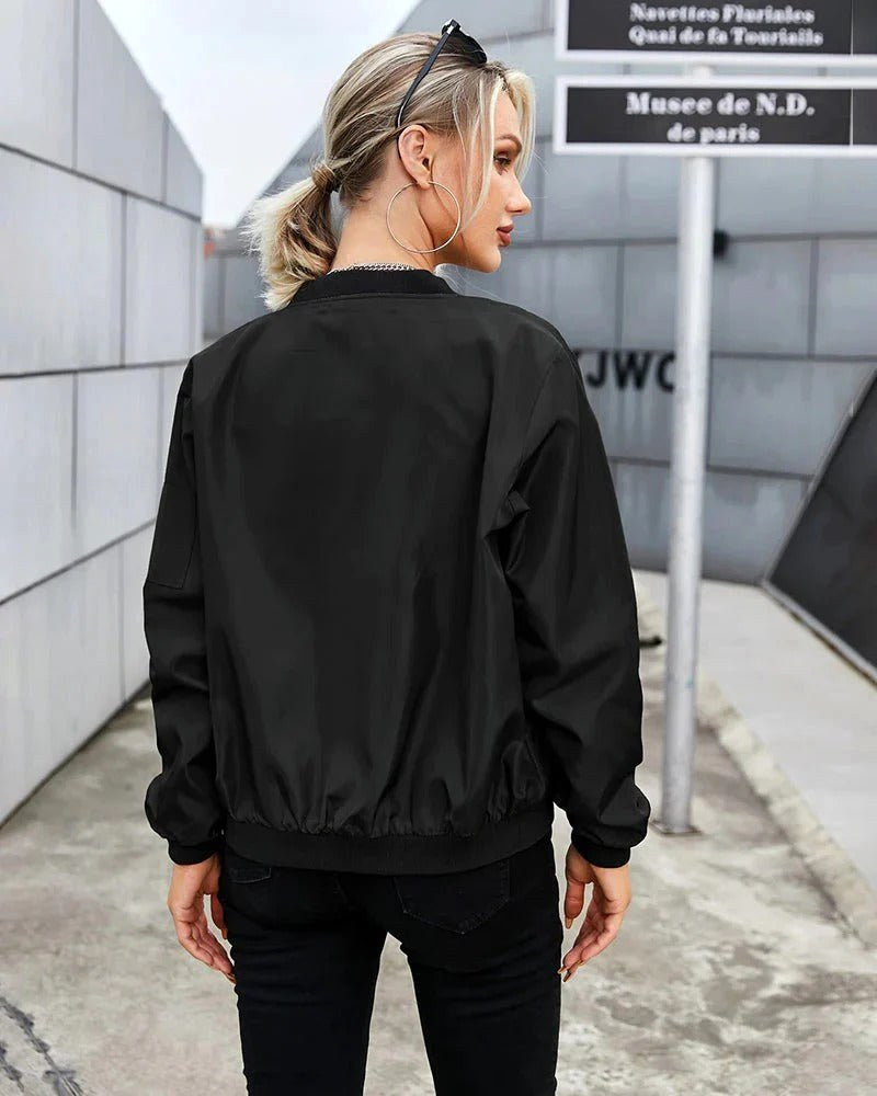 Ariane | Women's Classic Zip Bomber Jacket, Streamlined Lightweight Jacket | Animated Apparel