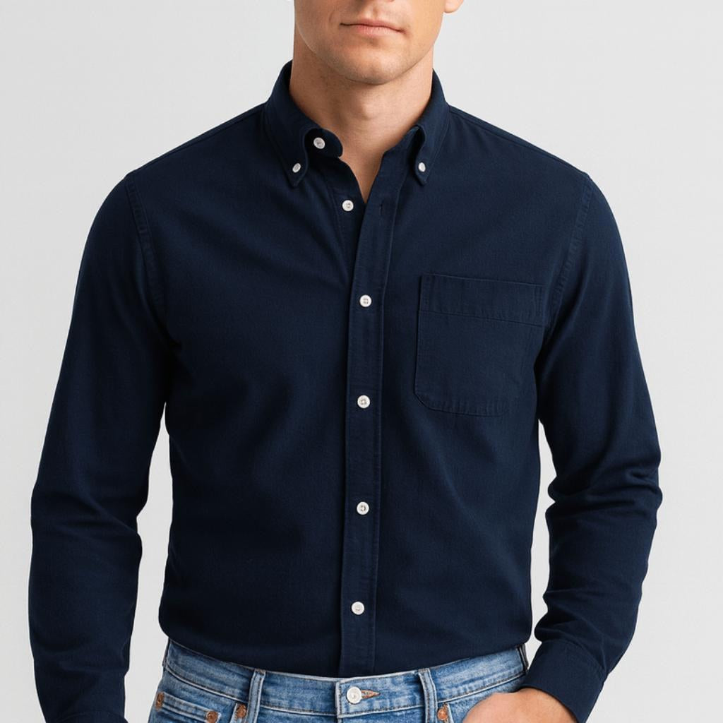 Henry | Men's Long-Sleeve Cotton Shirt, Classic Button-Up Shirt | Animated Apparel