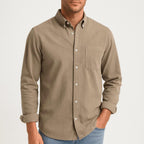 Henry | Men's Long-Sleeve Cotton Shirt, Classic Button-Up Shirt | Animated Apparel