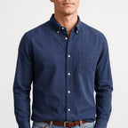Henry | Men's Long-Sleeve Cotton Shirt, Classic Button-Up Shirt | Animated Apparel