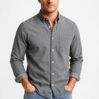 Henry | Men's Long-Sleeve Cotton Shirt, Classic Button-Up Shirt | Animated Apparel