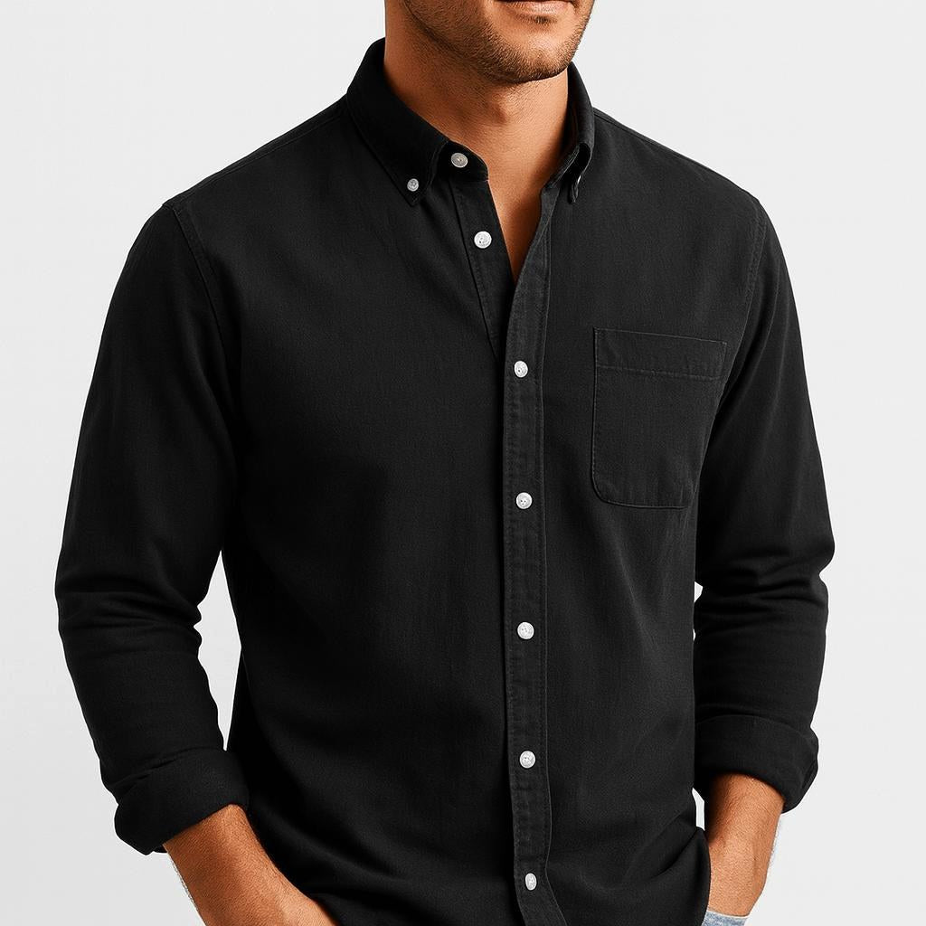 Henry | Men's Long-Sleeve Cotton Shirt, Classic Button-Up Shirt | Animated Apparel
