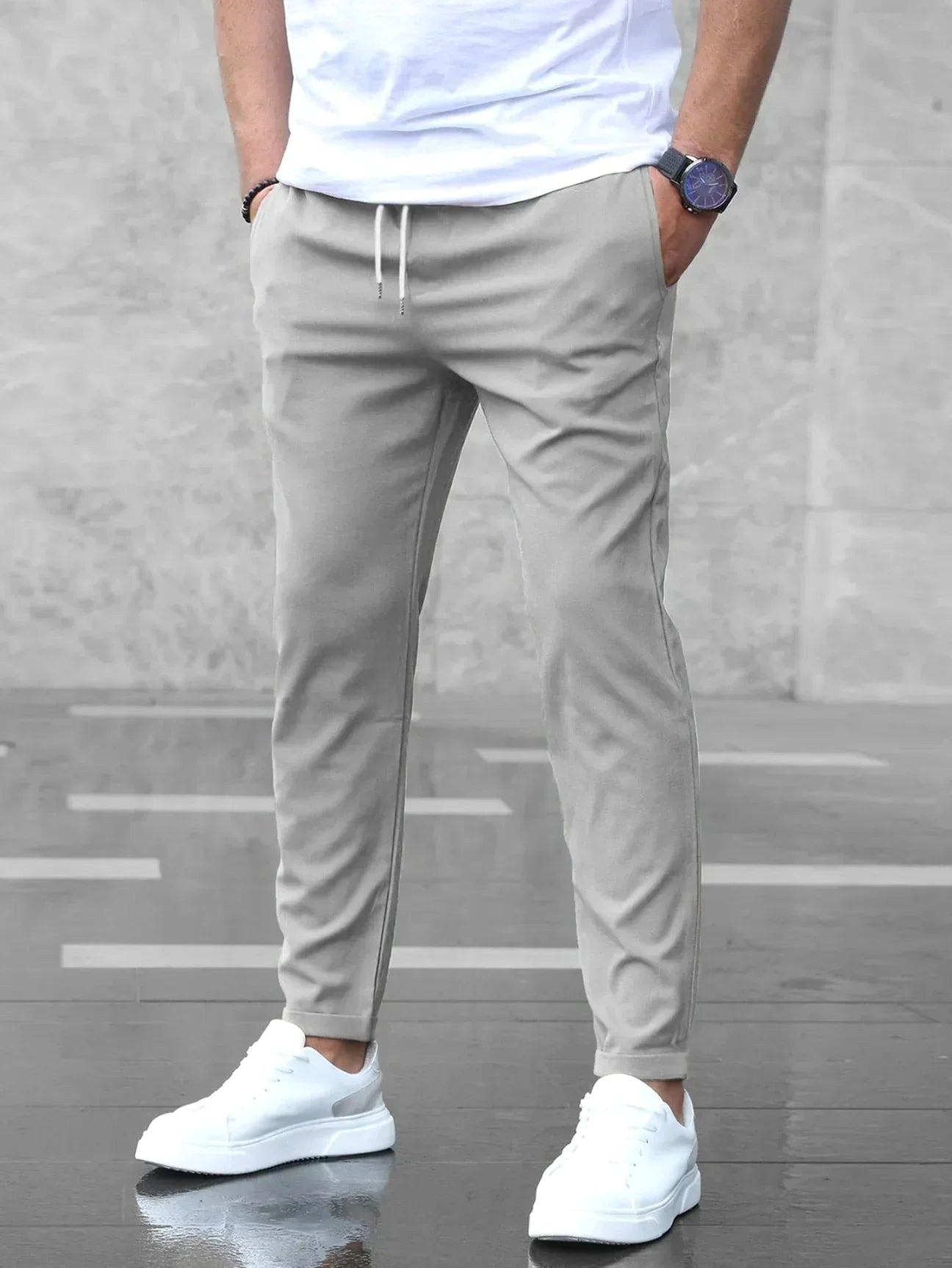 Arthur | Men's Stretch Comfort Trousers, Modern Everyday Trousers | Animated Apparel | Grey