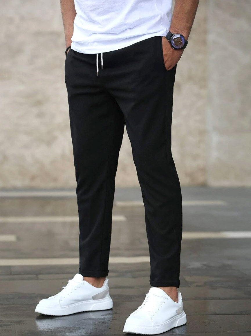 Arthur | Men's Stretch Comfort Trousers, Modern Everyday Trousers | Animated Apparel | Black