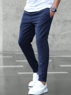Arthur | Men's Stretch Comfort Trousers, Modern Everyday Trousers | Animated Apparel | Marine Blue