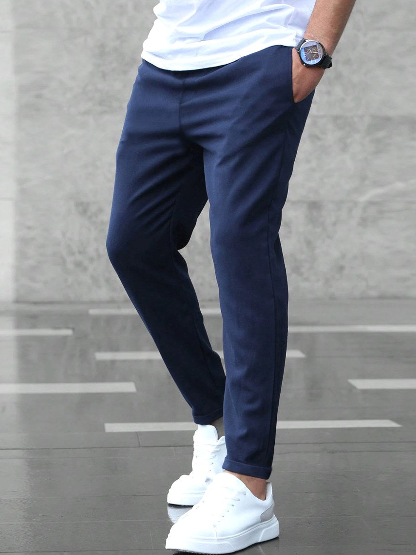 Arthur | Men's Stretch Comfort Trousers, Modern Everyday Trousers | Animated Apparel | Marine Blue