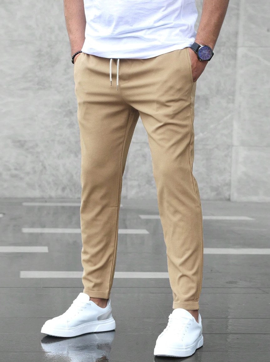 Arthur | Men's Stretch Comfort Trousers, Modern Everyday Trousers | Animated Apparel | Beige
