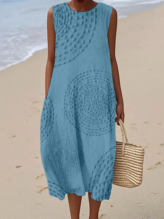 Ashleigh | Women's Sleeveless Textured Maxi Dress - Blue Lake
