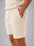 Ashley | Men's Zip Polo Shirt and Shorts Set, Relaxed Two-Piece Set | Animated Apparel | Grey