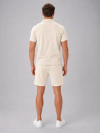 Ashley | Men's Zip Polo Shirt and Shorts Set, Relaxed Two-Piece Set | Animated Apparel | Blue