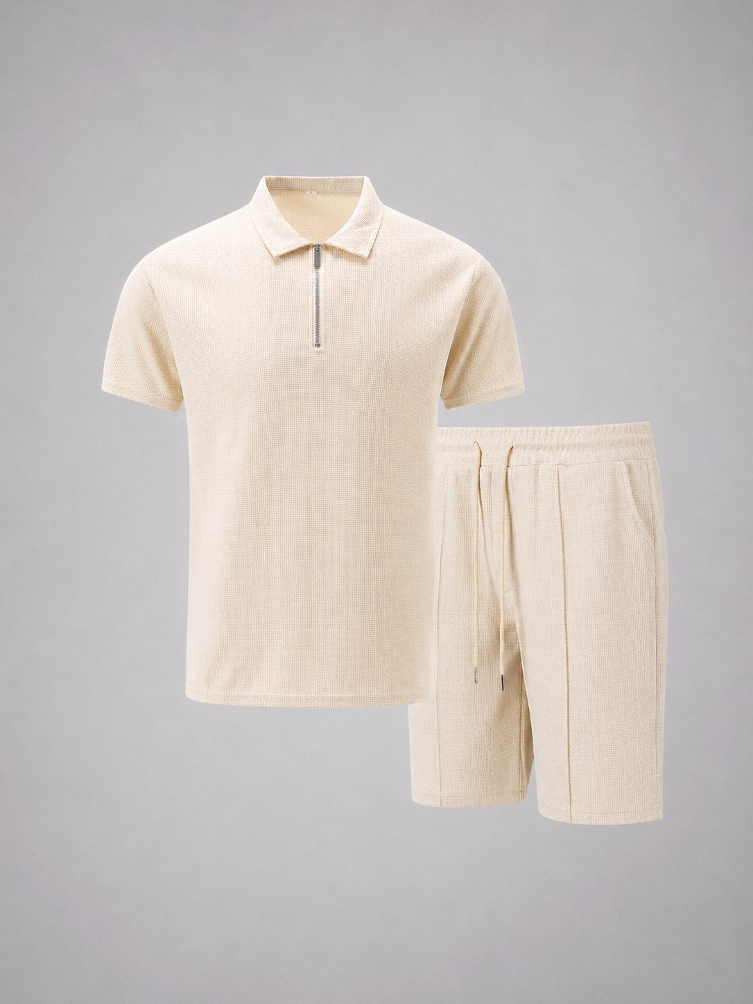 Ashley | Men's Zip Polo Shirt and Shorts Set, Relaxed Two-Piece Set | Animated Apparel