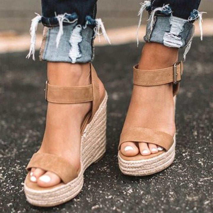 Aubrey | Women's Orthopedic Suede Espadrille Wedge Sandals - Brown