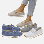Aubrey | Women's Slip-On Loafer Sneakers, Woven Hybrid Trainers | Animated Apparel