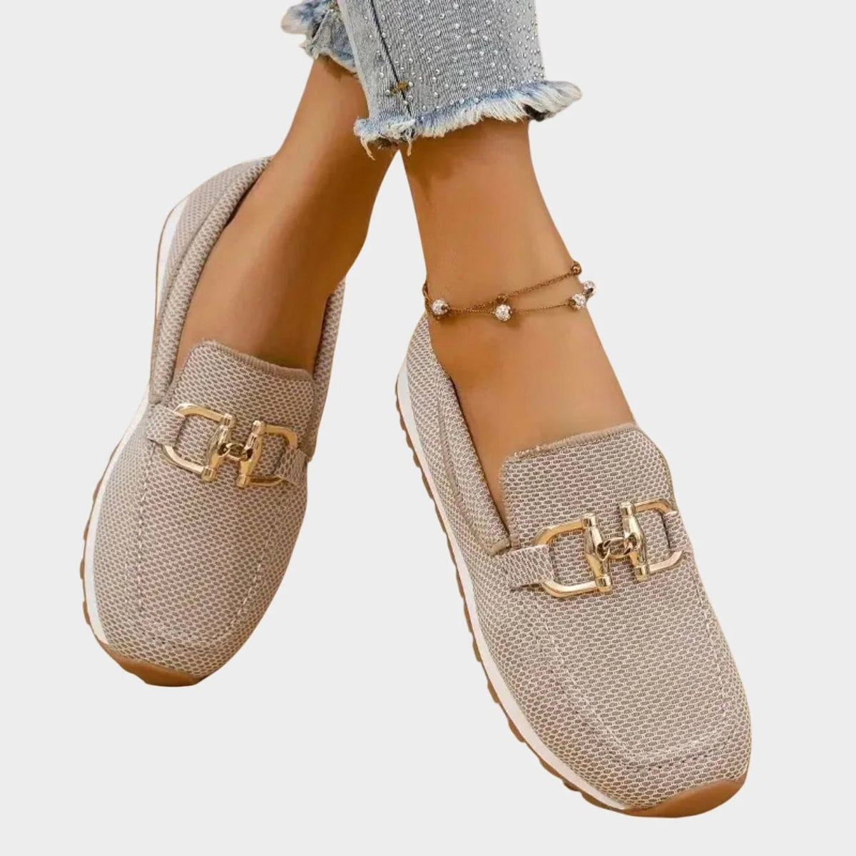 Aubrey | Women's Slip-On Loafer Sneakers, Woven Hybrid Trainers | Animated Apparel